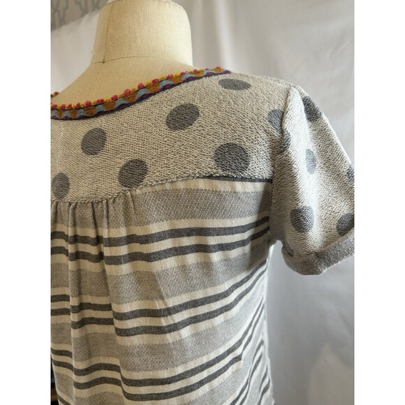 Anthro Akemi + Kim Grey Polka Dot Striped Short Sleeve Size XS - Picture 5 of 12